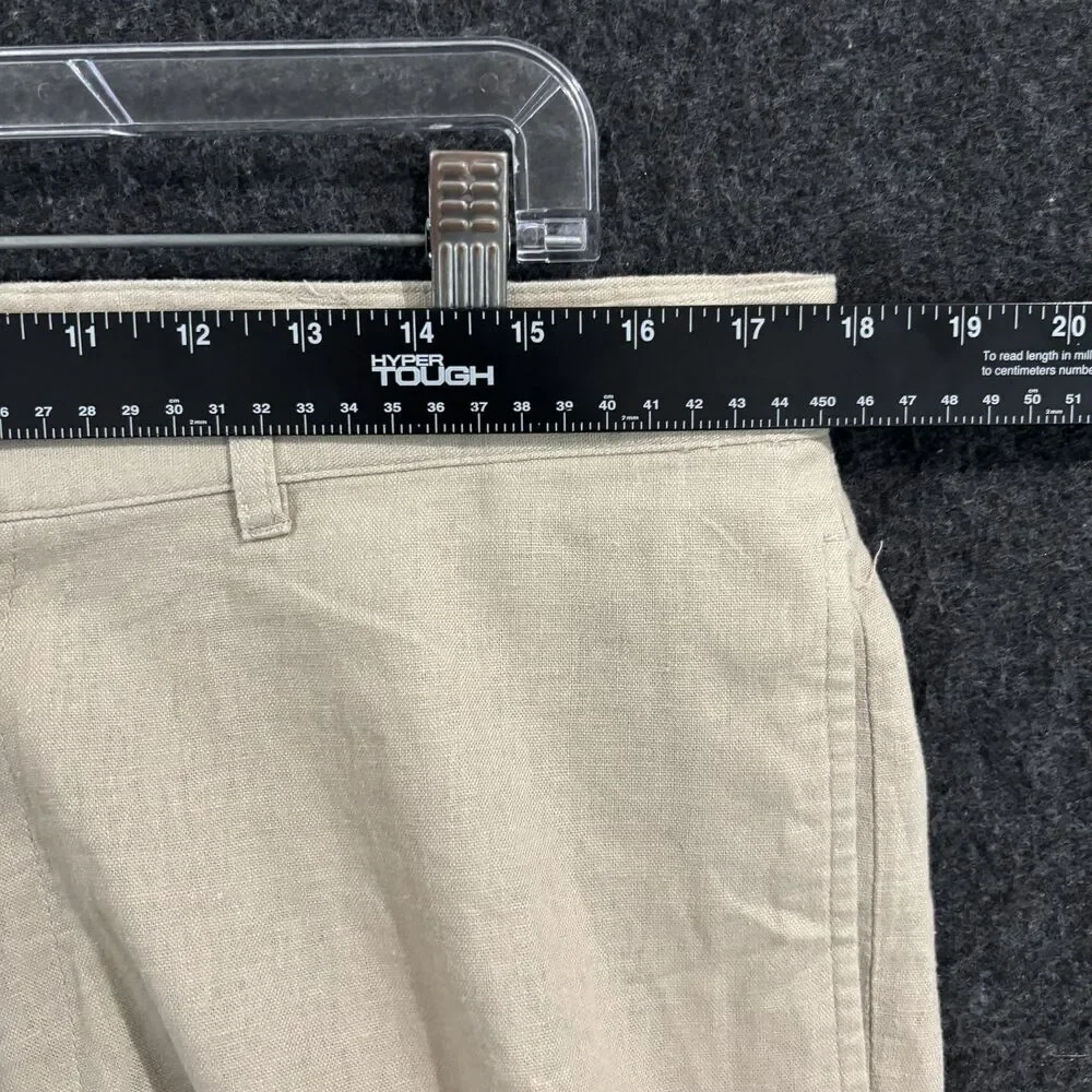 Alan Flusser Pants Men's 36x30 Beige Linen Blend Dress Casual Flat Front